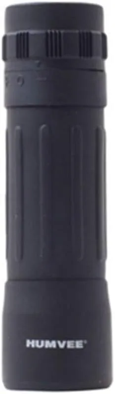 Humvee HMV-B-Mono-BLK Rubber Armor Compact Monocular with Anti-Reflective Ruby Red Lens, 10x25, Black