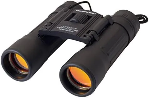 Humvee HMV-B-8X21B Rubber Armor Compact Binocular with Anti-Reflective Ruby Red Lens, 8x21, Black