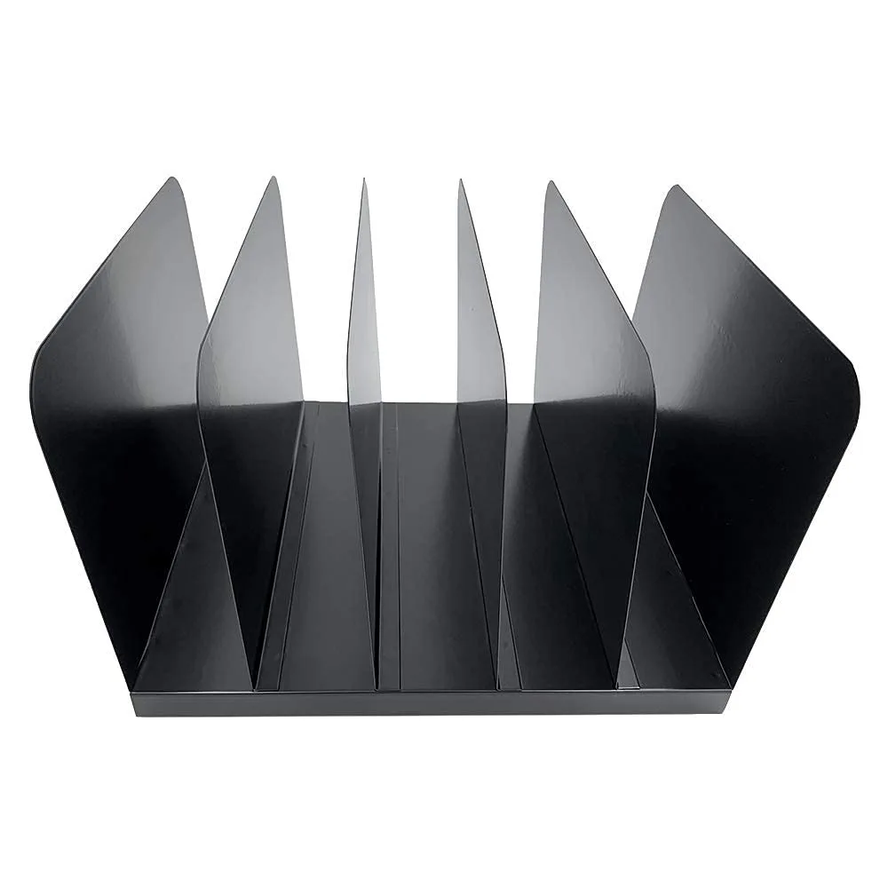 Huron Vertical 5 Slot Steel Desk Organizer/Sorter, Black