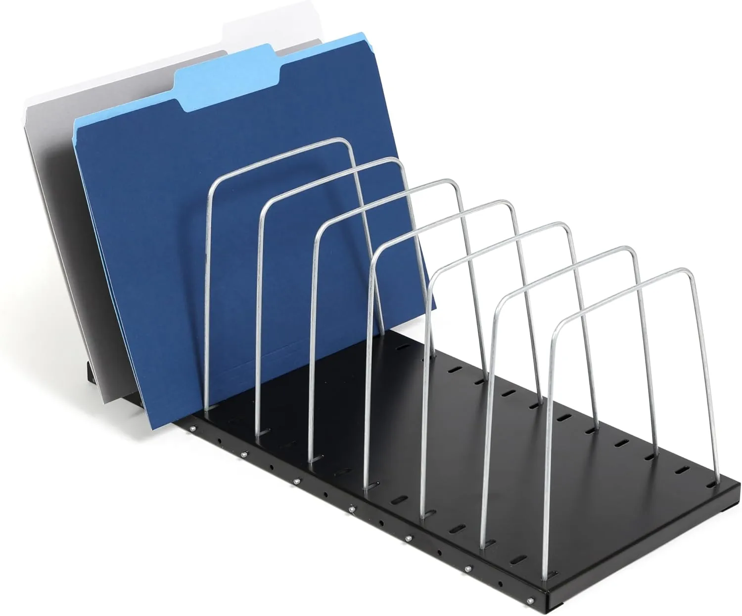 Huron Steel Wire Adjustable Vertical 8-Slot Desk File Organizer 8" x 18.25" x 7.5"