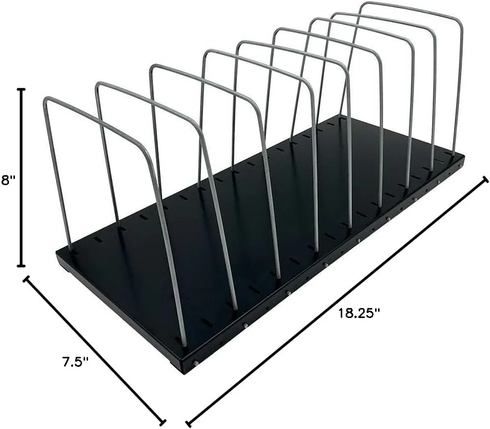 Huron Steel Wire Adjustable Vertical 8-Slot Desk File Organizer 8" x 18.25" x 7.5"