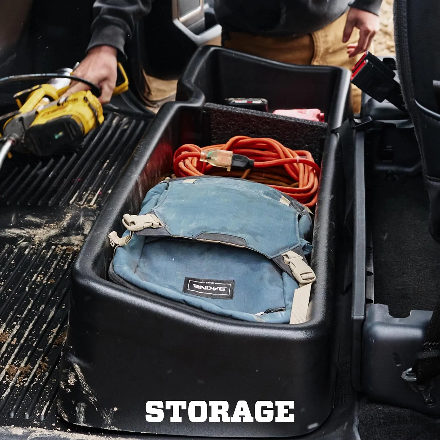 HUSKY LINERS Under-Seat Storage Box & WeatherBeater Floor Liners Fits 2014-2019 Silverado/Sierra Crew Cab