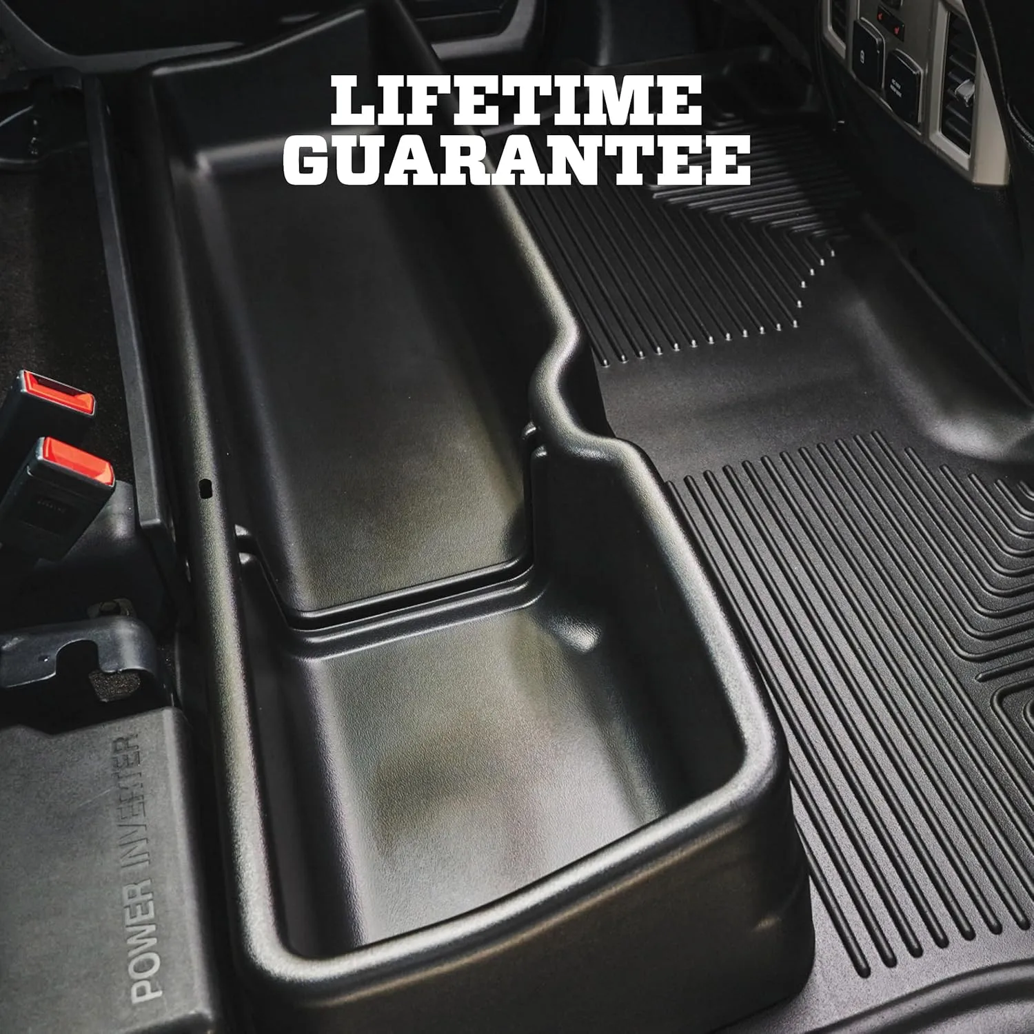 HUSKY LINERS Under-Seat Storage Box & WeatherBeater Floor Liners Fits 2014-2019 Silverado/Sierra Crew Cab