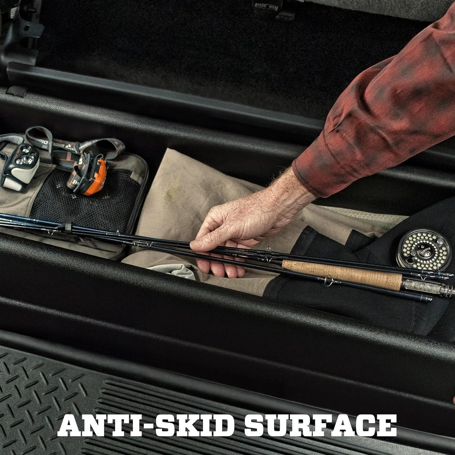 HUSKY LINERS Under-Seat Storage Box & WeatherBeater Floor Liners Fits 2014-2019 Silverado/Sierra Crew Cab