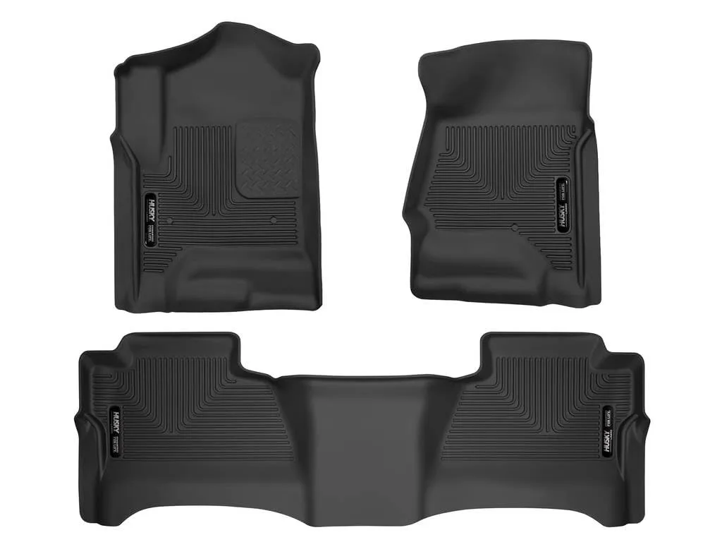 HUSKY LINERS Under-Seat Storage Box & WeatherBeater Floor Liners Fits 2014-2019 Silverado/Sierra Crew Cab