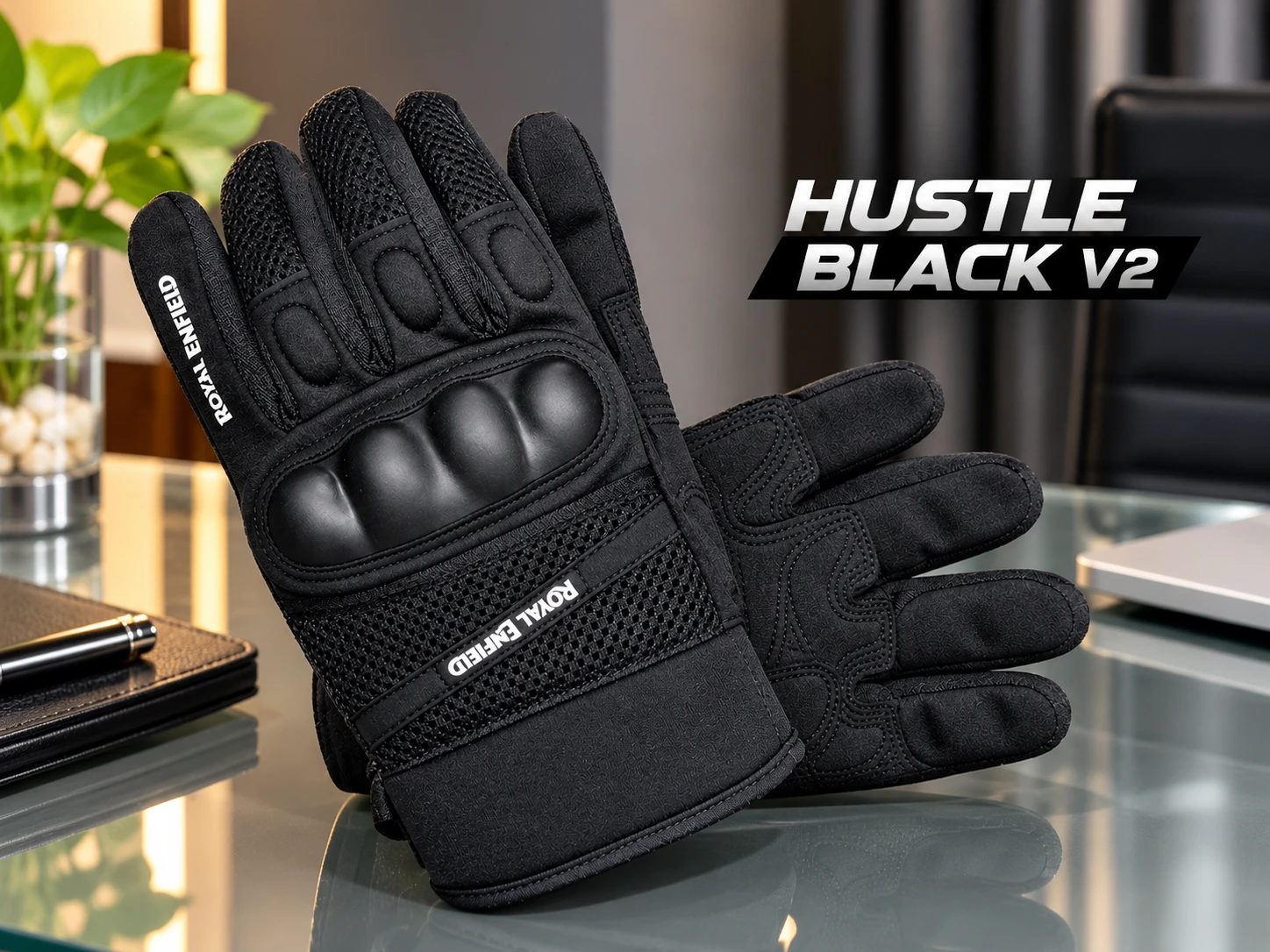 ROYAL ENFIELD HUSTLE GLOVES V2 BLACK XL