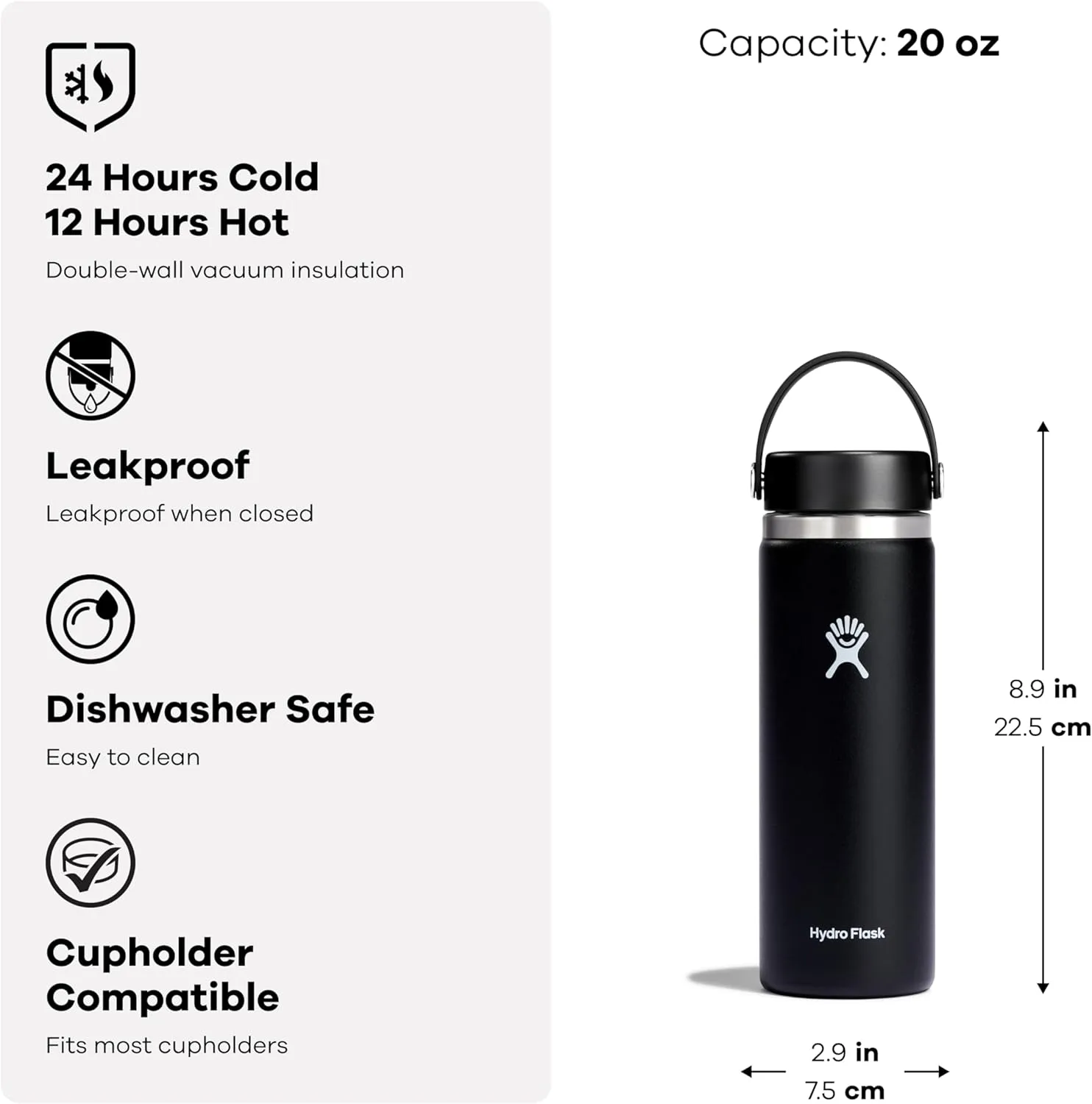 HYDRO FLASK Wide Mouth Insulated Stainless Steel Bottle with Flex Cap