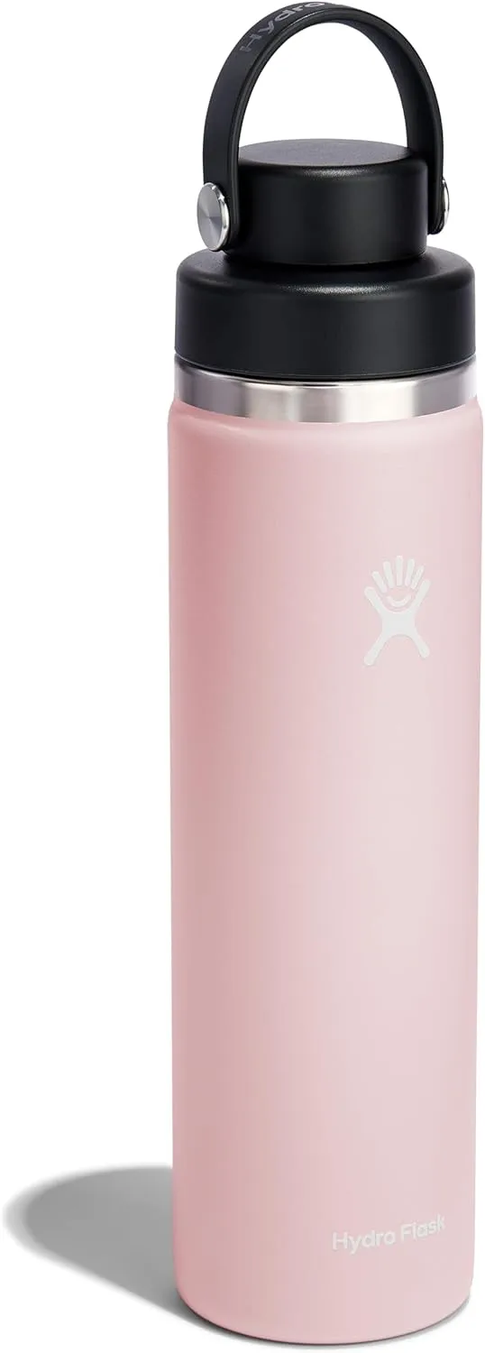 Hydro Flask Water Bottle - Insulated Stainless Steel - Wide Mouth Flex Chug Lid, Non Spill, Leakproof in 24 Oz Trillium Pink