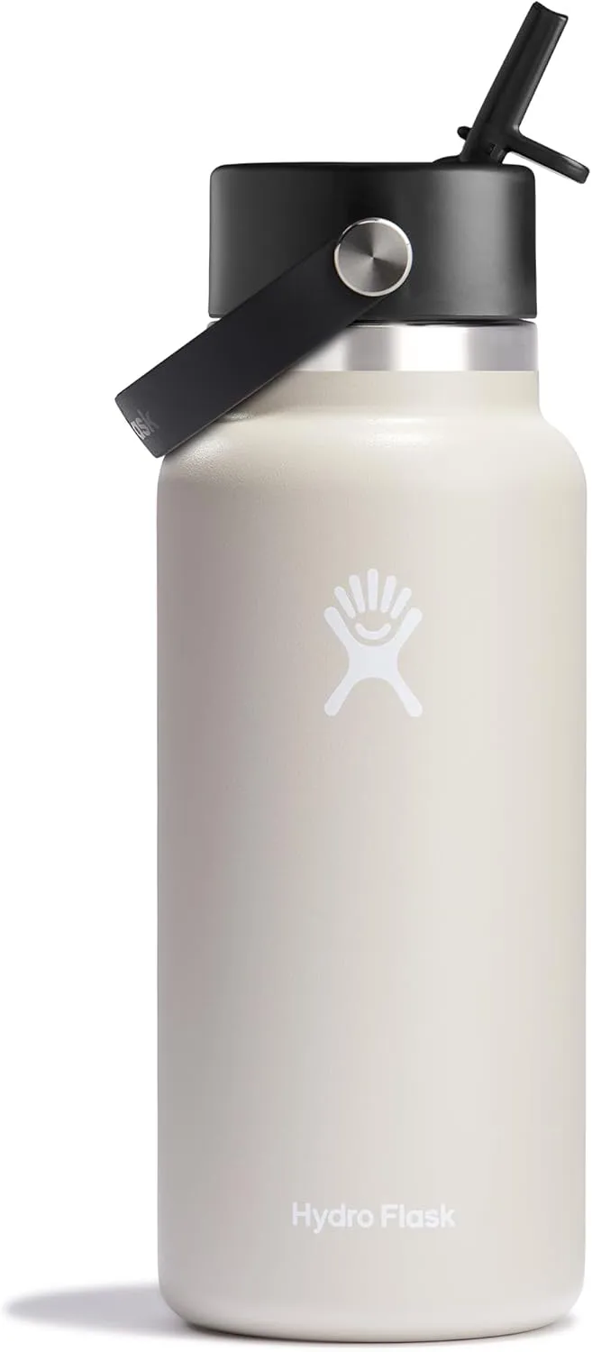 HYDRO FLASK Wide Mouth Flex Straw Cap Bottle - Insulated Stainless Steel
