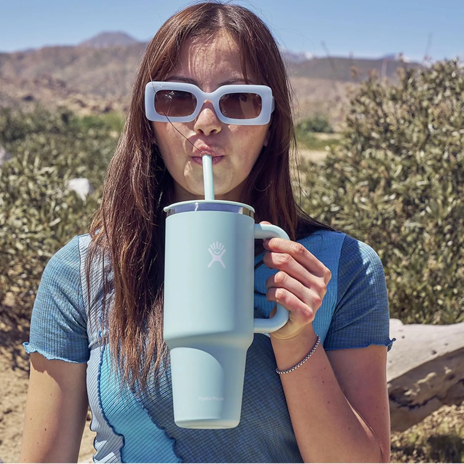 Hydro Flask Travel Tumbler with Handle, Lid and Straw - Insulated Stainless Steel