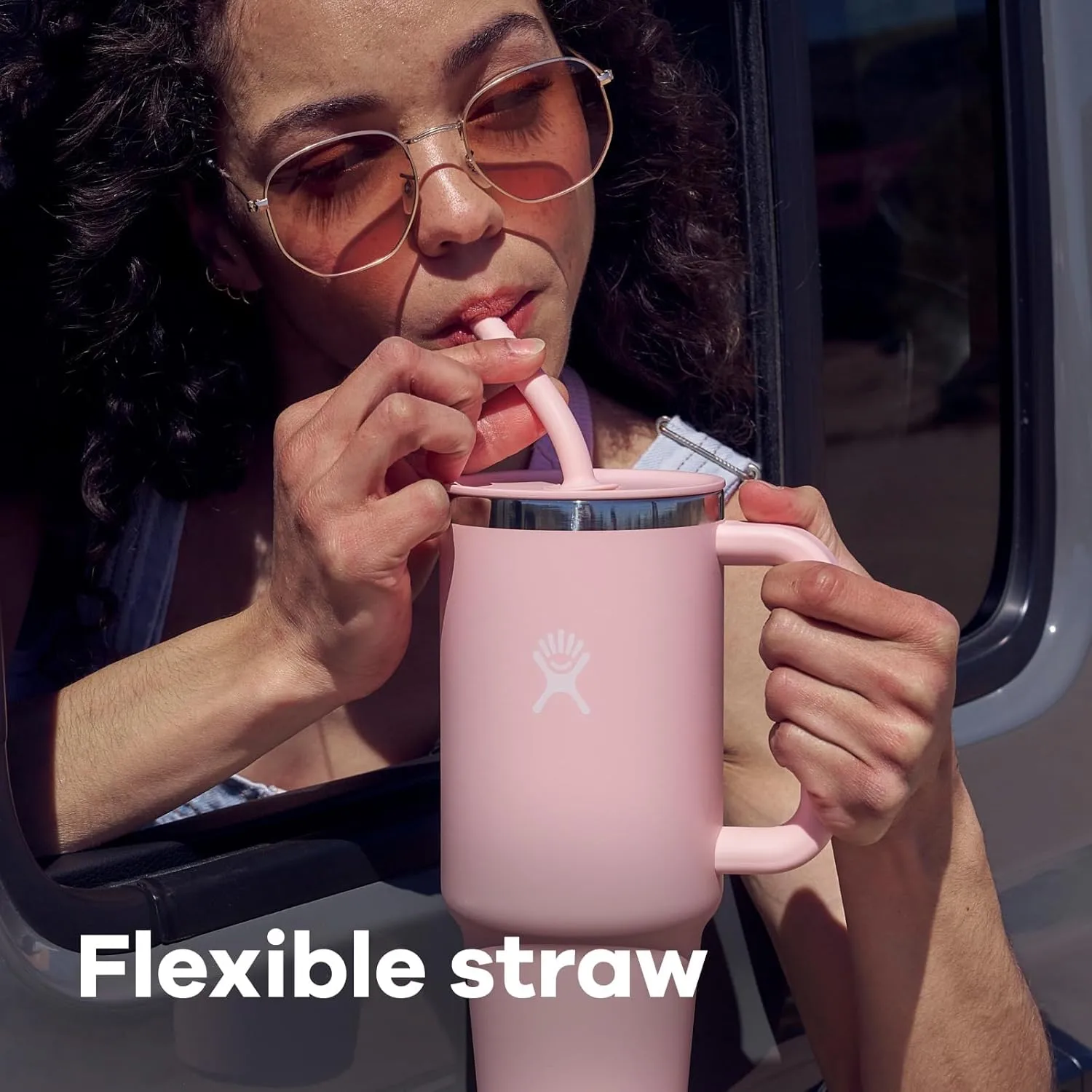 Hydro Flask Travel Tumbler with Handle, Lid and Straw - Insulated Stainless Steel