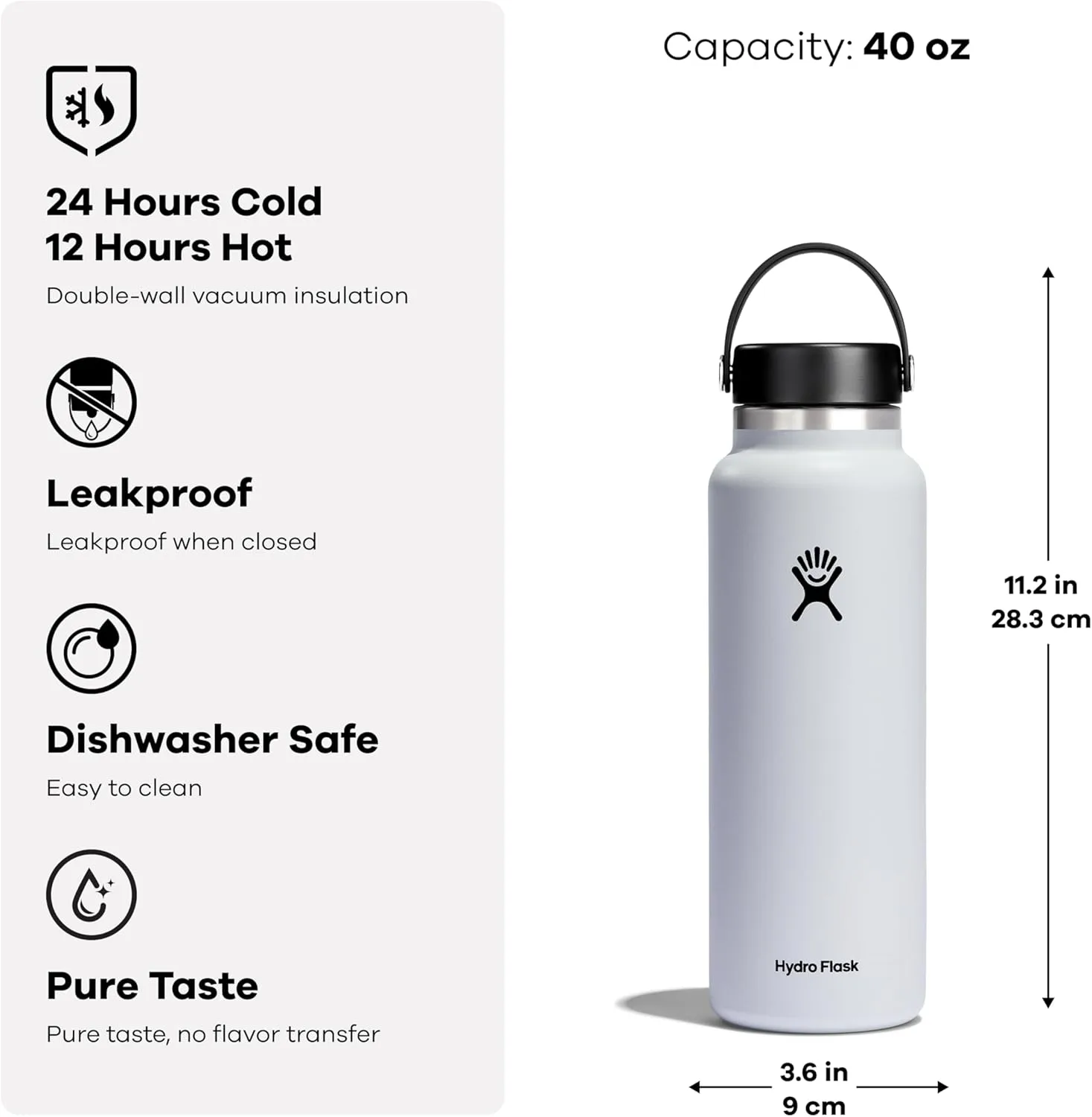 Hydro Flask Wide Mouth Insulated Water Bottle with Flex Cap