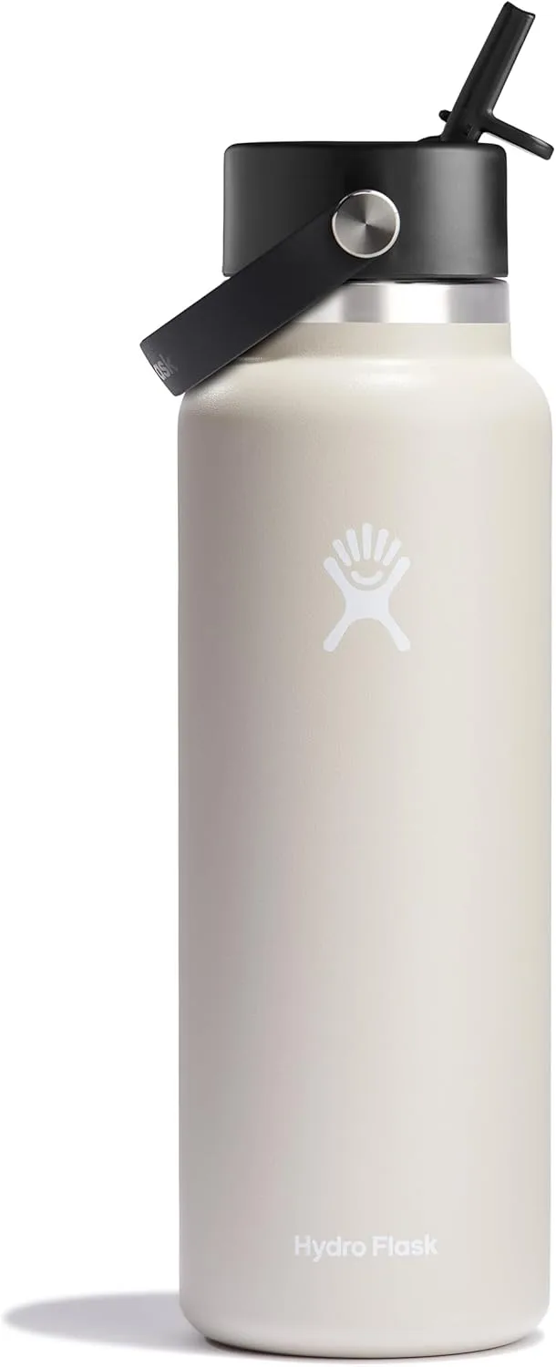 HYDRO FLASK Wide Mouth Flex Straw Cap Bottle - Insulated Stainless Steel