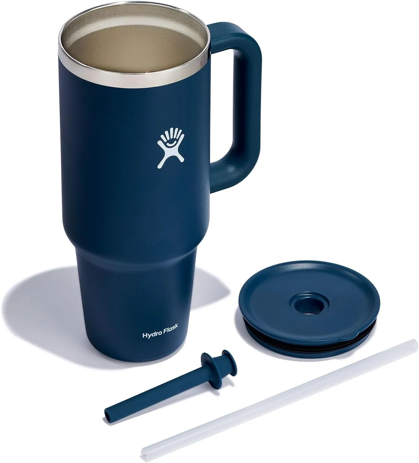 Hydro Flask Travel Tumbler with Handle, Lid and Straw - Insulated Stainless Steel