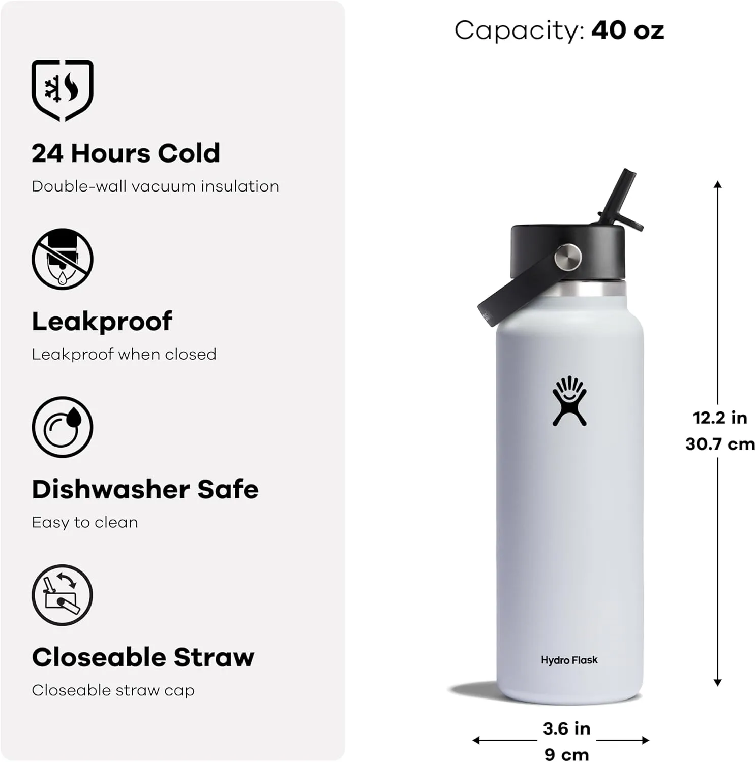 HYDRO FLASK Wide Mouth Flex Straw Cap Bottle