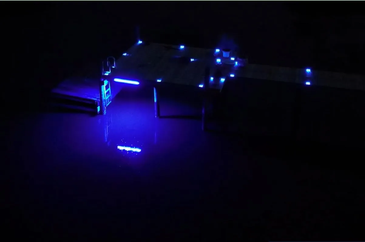 LED Dock Master Blue - Dock Mounted Fishing Light, 3,000 Lumen Output, 20-ft Waterproof Cord