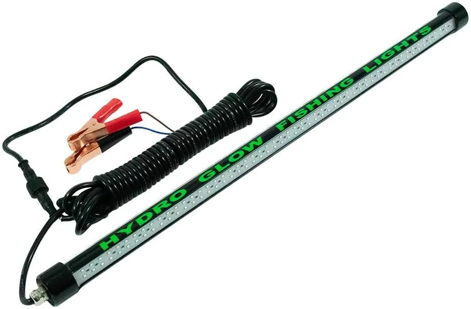 HYDRO GLOW Underwater LED Fishing Light – Green, 12V, 360° Visibility, 20 ft Cable (Made in USA)