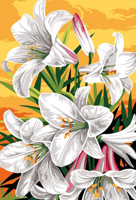 Lilium Magnifici - Tela pre-stampata per mezzo punto Lilium Magnifici - Tela pre-stampata per mezzo punto