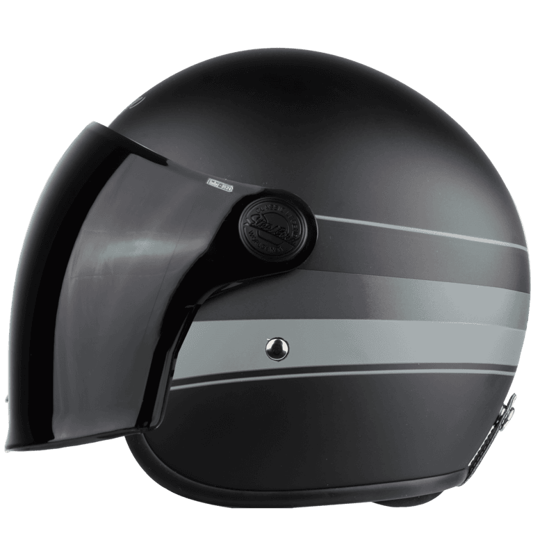 STEELBIRD SBH-56 VINTAGE S1 GLOSSY BLACK/GREY C/V 600 MM (LONG VISOR)