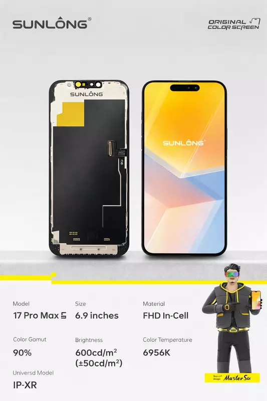 SUNLONG iPhone 17 Pro Max FHD In-Cell Replacement Screen (6.9")