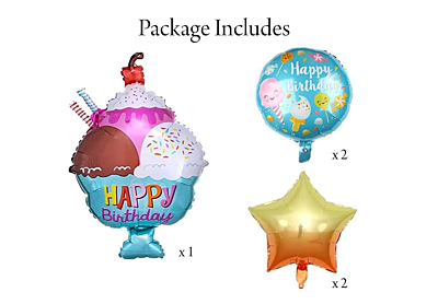 Ice-cream Theme Foil Balloons - (Pack of 5)