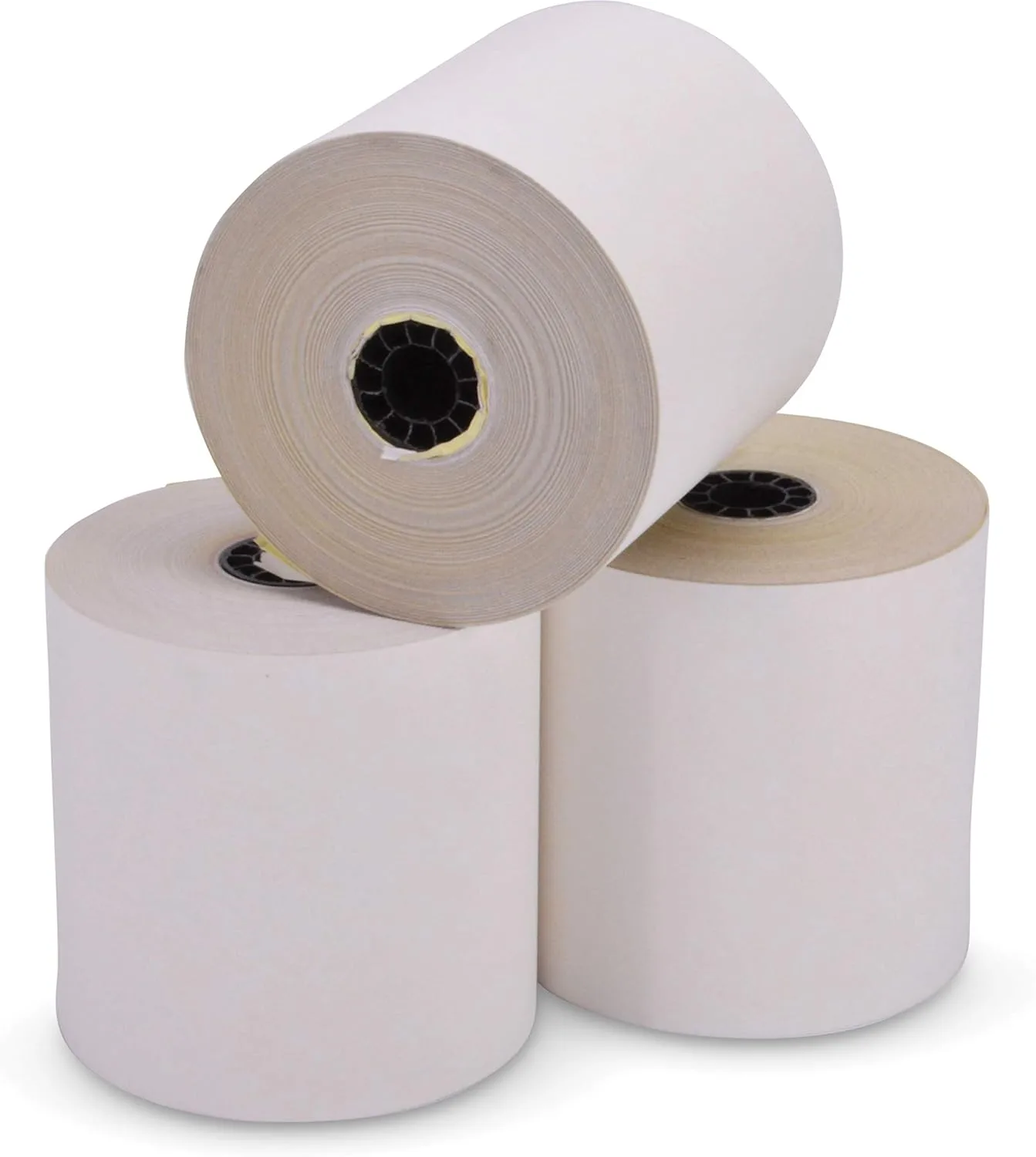 90770047 Impact Printing Carbonless Paper Rolls, 3-Inch x 90 ft, White/Canary, 50/Carton