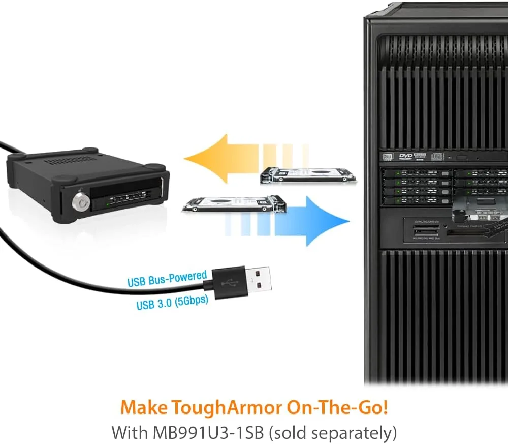 ICY DOCK ToughArmor 2.5\" SAS/SATA HDD/SSD Mobile Rack Enclosure for 5.25\" Bay