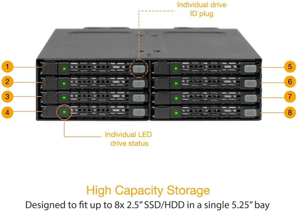 ICY DOCK ToughArmor 2.5\" SAS/SATA HDD/SSD Mobile Rack Enclosure for 5.25\" Bay