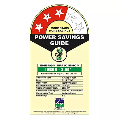 Energy-efficient cooling with the Blue Star Inverter Split AC - 1.5 Ton 3 Star.