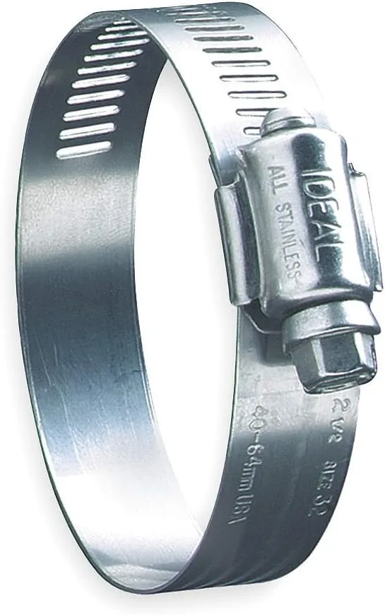 Ideal 68 Series, 1" - 2" Diameter, Stainless Steel HY-Gear 9/16" Worm Drive Hose Clamp (Box of 10)