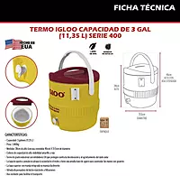 Igloo 385-431 400 Series Coolers, 3 gal, Red/Yellow