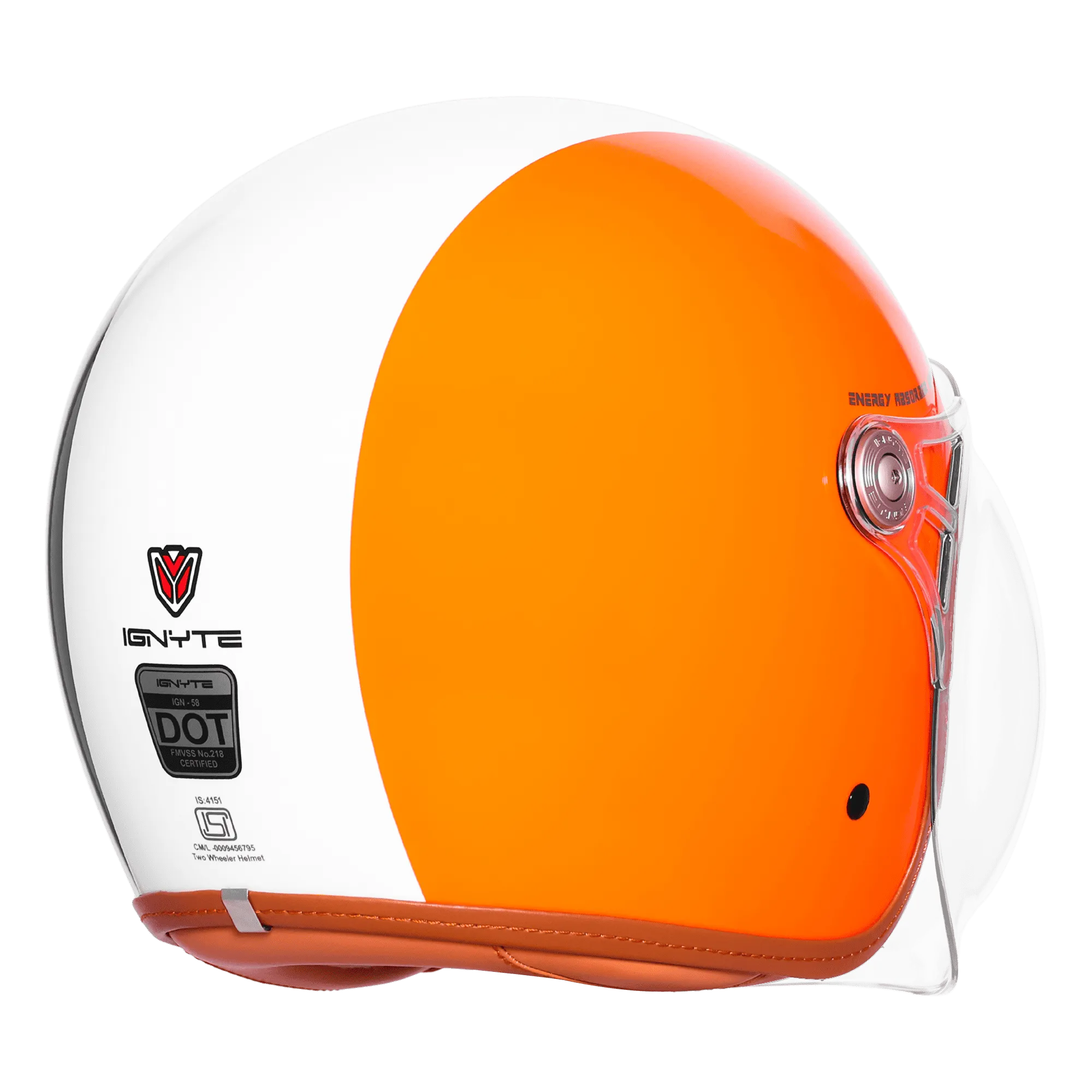 IGNYTE IGN-58 DOT SPECTRUM-5802 GLOSSY RED/WHITE GREEN 600MM BUCKLE CLEAR+EXTRA LIGHT ORANGE VISOR+MINIUTRE