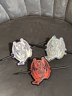 Hair Barrette, Embroidered Fashion, Dragon, Hair accessory