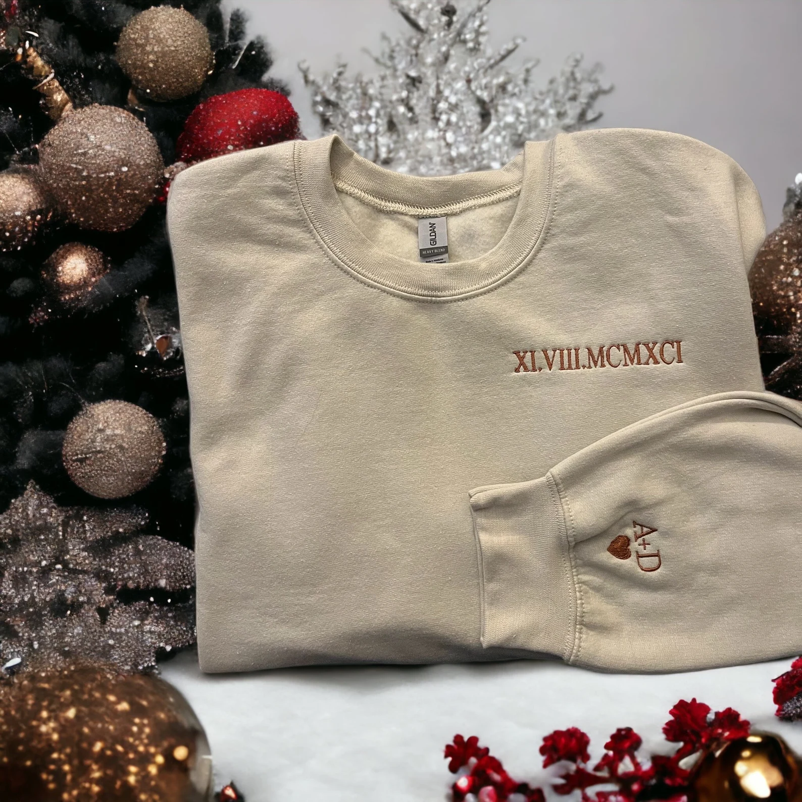 Roman Numeral Embroidered Sweatshirt, wedding, anniversary. or Valentine gifts