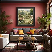 Serene Landscape of Blooming Roses - A Dreamy Impressionist Art Print for Your Home Decor