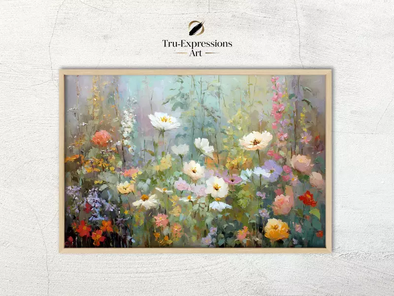 Impressionistic Flower Garden Art Print: Pastel Floral Home Decor (Digital Download