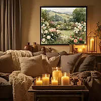 Serene Landscape of Blooming Roses - A Dreamy Impressionist Art Print for Your Home Decor