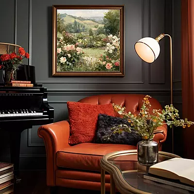 Serene Landscape of Blooming Roses - A Dreamy Impressionist Art Print for Your Home Decor Serene Landscape of Blooming Roses - A Dreamy Impressionist Art Print for Your Home Decor