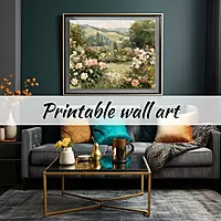 Serene Landscape of Blooming Roses - A Dreamy Impressionist Art Print for Your Home Decor