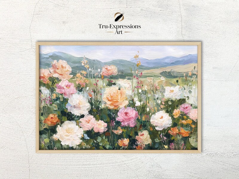 Serene Rose Garden Print, Pink and Red Floral Wall Decor, Physical Fine Art Print