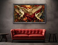 William Morris Angel and Doves Print, Vintage Art Nouveau Wall Art, Victorian Era Religious Painting, Physical Fine Art Print