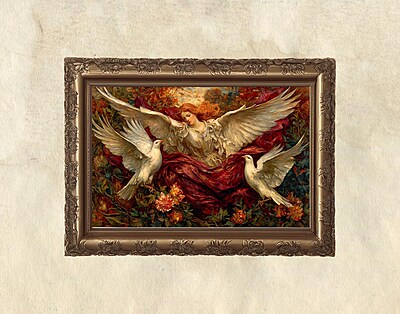 William Morris Angel and Doves Print, Vintage Art Nouveau Wall Art, Victorian Era Religious Painting, Physical Fine Art Print William Morris Angel and Doves Print, Vintage Art Nouveau Wall Art, Victorian Era Religious Painting, Physical Fine Art Print