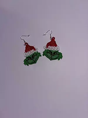 Christmas Earrings, Green Mean One, Holiday Festive Jewelry