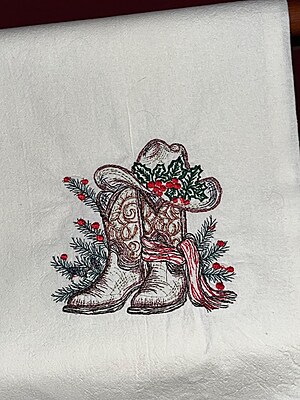 Embroidered Rustic Country Cowboy Tea and Dish Towels