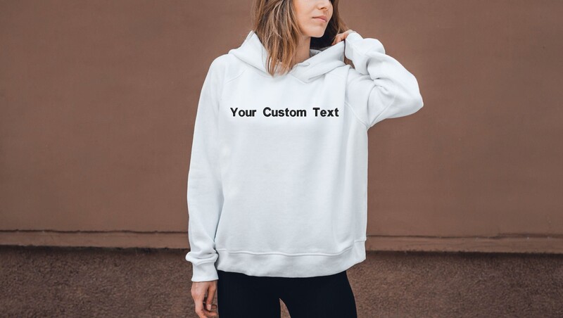 EMBROIDERED Custom Text Hoodie, Personalized Hoodie, Personalized Gift for Bride, Custom Text Pullover, Gift For Mom, Custom Hoodie