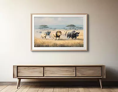 Impasto Lions Hunt Print: African Safari Wildlife Art (Digital Download) Impasto Lions Hunt Print: African Safari Wildlife Art (Digital Download)
