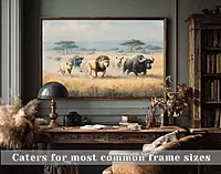 Impasto Lions Hunt Print: African Safari Wildlife Art (Digital Download)