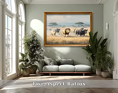 Impasto Lions Hunt Print: African Safari Wildlife Art (Digital Download) Impasto Lions Hunt Print: African Safari Wildlife Art (Digital Download)