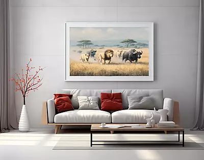 Impasto Lions Hunt Print: African Safari Wildlife Art (Digital Download) Impasto Lions Hunt Print: African Safari Wildlife Art (Digital Download)