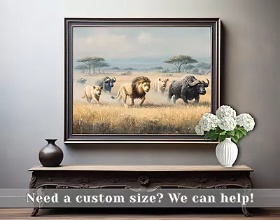 Impasto Lions Hunt Print: African Safari Wildlife Art (Digital Download) Impasto Lions Hunt Print: African Safari Wildlife Art (Digital Download)